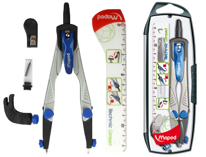 Compás Maped con adaptador estuche de minas y afilaminas